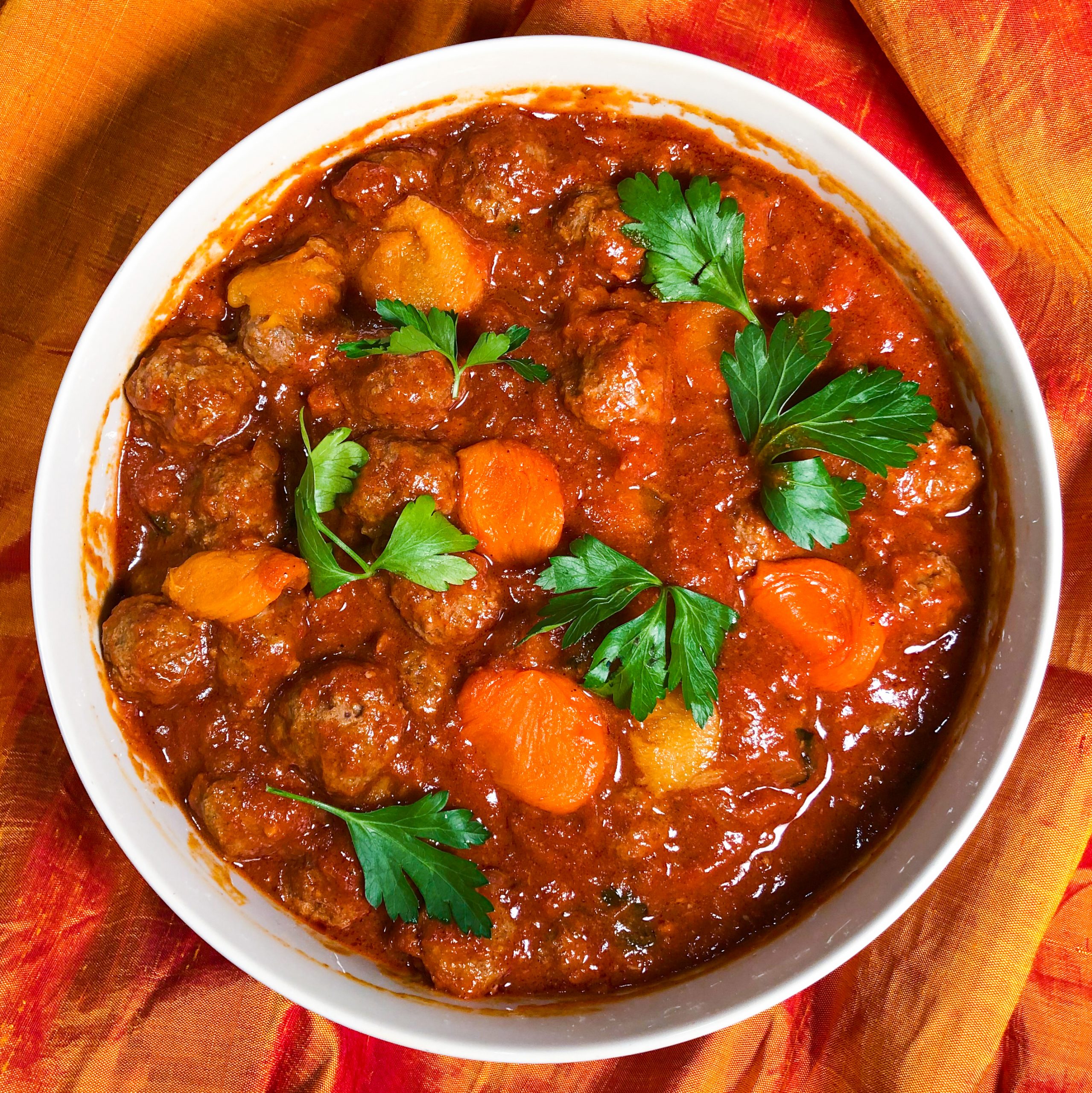 Iraqi Meatballs with Apricots and Tomatoes